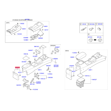 Подлокотник задний 84680-2H1009Y Mobis - 846802H1009Y - схема с каталога 84680D, KEURPHD06 846802H1009Y