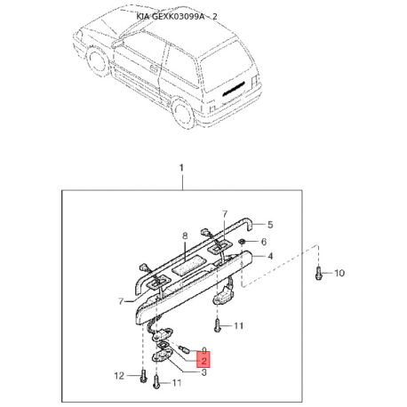 Пістон (кліпса) оббивки багажника KK151-6814789 Mobis - KK1516814789 - схема з каталогу 2, GEXK03099A KK1516814789