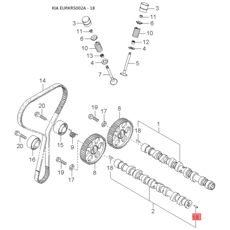 Вкладиші корінні KK1Y0-11SG0 Mobis - KK1Y011SG0 - схема з каталогу 18, EURKRS002A KK1Y011SG0