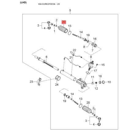 Блок кнопок склопідйомника 93570-2F010NZ Mobis - 935702F010NZ - схема з каталогу 20, EURK2F003A 935702F010NZ