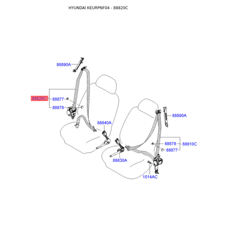 Ремень безопасности правый 88820-3K030QD Mobis - 888203K030QD - схема с каталога 88820C, KEURPNF04 888203K030QD