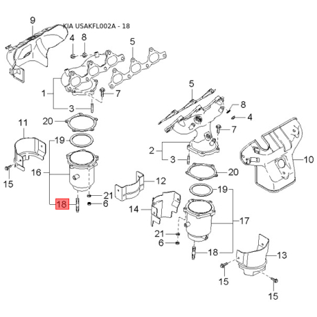 Втулка (подушка) кріплення рульового механізму MGA7B-500Z5 Mobis - MGA7B500Z5 - схема з каталогу 18, USAKFL002A MGA7B500Z5