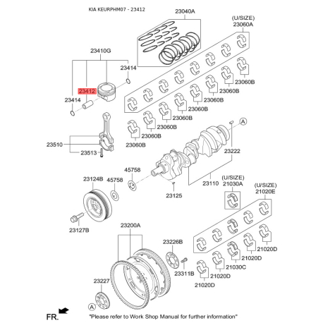 Поршневой палец, кривошипношатун 23412-3C101 Mobis - 234123C101 - схема с каталога 23412, KEURPHM07 234123C101