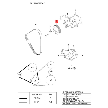 Витая пружина, подушка безопасности 93490-3C100 Mobis - 934903C100 - схема с каталога 7, EURK3C002A 934903C100
