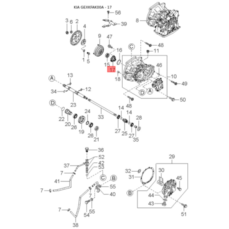 Кронштейн головки цилиндров MB630-12415 Mobis - MB63012415 - схема с каталога 17, GEXKFAK00A MB63012415