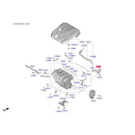 Клапан вентиляции топливного бака 28910-3E100 Mobis - 289103E100 - схема с каталога 28910, KKMAPTFE14 289103E100
