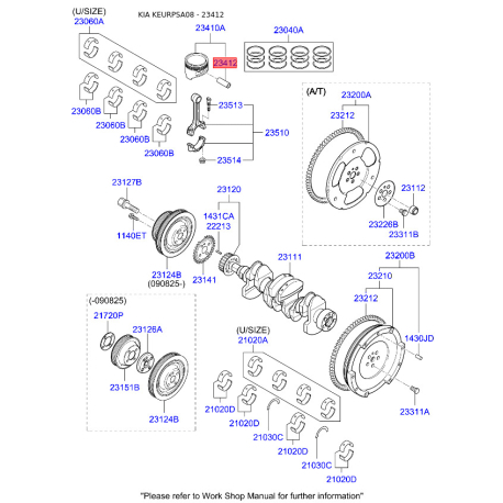 Поршневий палець, кривошипношатун 23412-02400 Mobis - 2341202400 - схема з каталогу 23412, KEURPSA08 2341202400