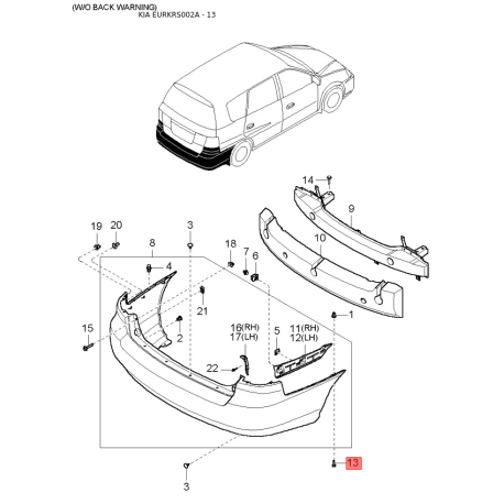 Крышка стартера задняя 0K2NA-11310 Mobis - 0K2NA11310 - схема с каталога 13, EURKRS002A 0K2NA11310