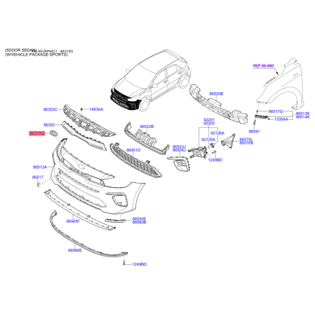 Эмблема задней и боковой двери, капота 86320-1W200 Mobis - 863201W200 - схема с каталога 86310Q, KEURPH817 863201W200