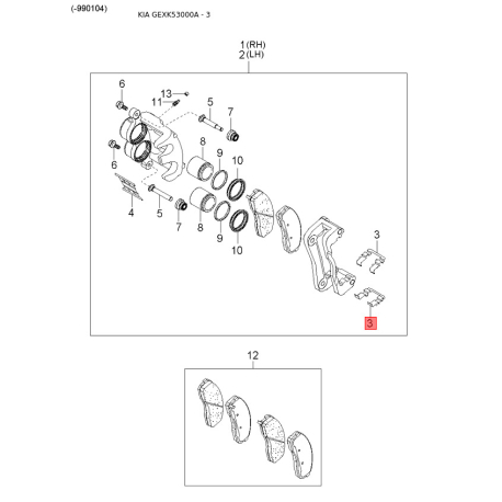 Пістон (кліпса) оббивки багажника 0BF70-6886506 Mobis - 0BF706886506 - схема з каталогу 3, GEXK53000A 0BF706886506
