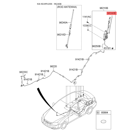 Антенна 96253-2F000 Mobis - 962532F000 - схема с каталога 96240B, KEURPLD06 962532F000