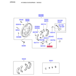 Пружина стяжная нижняя колодок стояночного тормоза 58381-26000 Mobis