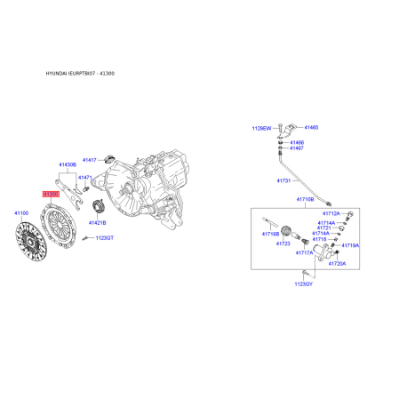 Корзина сцепления (нажимной диск) 41300-22720 Mobis - 4130022720 - схема с каталога 41300, IEURPTBI07 4130022720