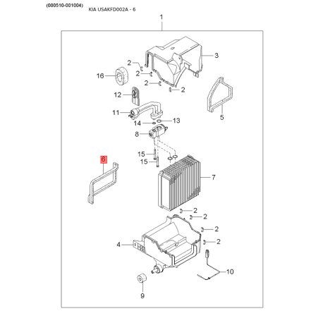 Шланг омивача лобового скла 98650-FD000 Mobis - 98650FD000 - схема з каталогу 6, USAKFD002A 98650FD000