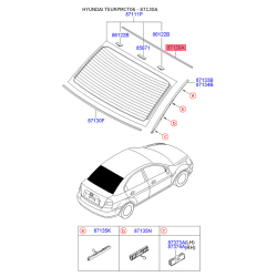 Прокладка, заднє скло верхнє 87131-1E000 Mobis
