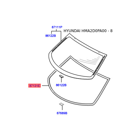 Уплотнитель (прокладка), заднее стекло 87131-2D000 Mobis - 871312D000 - схема с каталога 87131E, HMA2D0PA00 871312D000