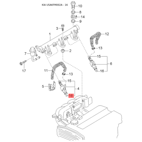 Заглушка заднего тормозного диска и рычага MDX50-26288 Mobis - MDX5026288 - схема с каталога 16, USAKFM002A MDX5026288