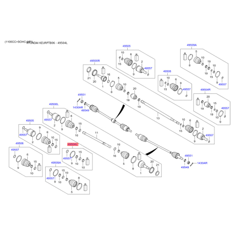 Дампер кит левый 49504-1CD02 Mobis - 495041CD02 - схема с каталога 49504L, KEURPTB06 495041CD02