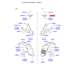 Кріплення підкрилка і бризковика ліве 86861-2D000 Mobis