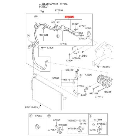 Трубопровід високого/низкого тиску, кондиціонер 97764-1M100 Mobis - 977641M100 - схема з каталогу 97763A, KKMAPTD08 977641M100