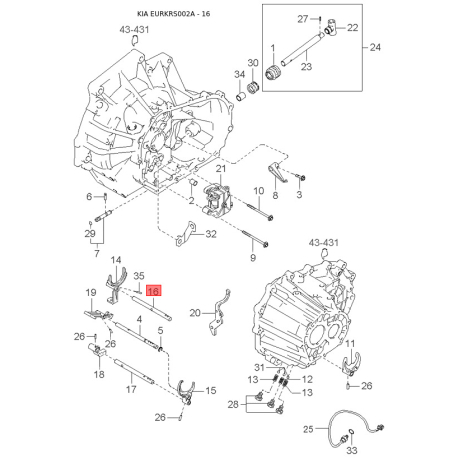 Ремкомплект, рулевой механизм 0K203-3213X Mobis - 0K2033213X - схема с каталога 16, EURKRS002A 0K2033213X