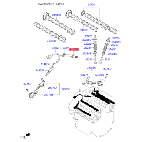 Форсунка правая 24355-3CAB2 Mobis - 243553CAB2 - схема с каталога 24355B, KRUSPC518 243553CAB2