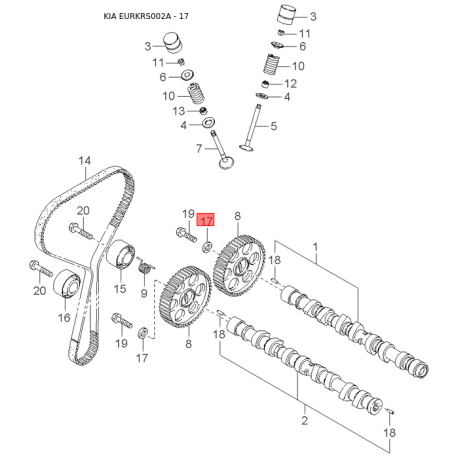 Комплект вкладышей 0K3Y0-11SFX Mobis - 0K3Y011SFX - схема с каталога 17, EURKRS002A 0K3Y011SFX