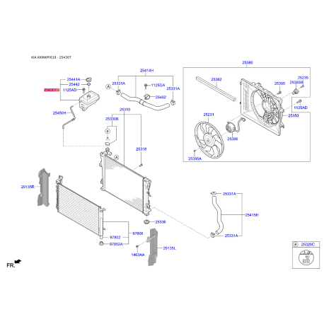 Бачок розширювальний 25430-D4000 Mobis - 25430D4000 - схема з каталогу 25430T, KKMAPF619 25430D4000