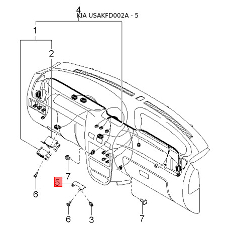 Освітлення салону 0K9B0-51310B06 Mobis - 0K9B051310B06 - схема з каталогу 5, USAKFD002A 0K9B051310B06