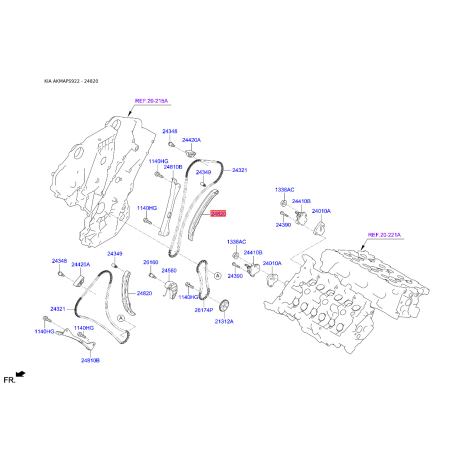 Планка заспокійника, ланцюг приводу 24820-3CGA2 Mobis - 248203CGA2 - схема з каталогу 24820, AKMAPS922 248203CGA2