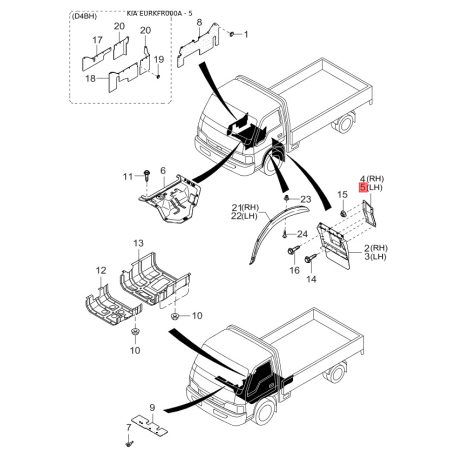 Кріплення підкрилка і бризковика 87770-02000 Mobis - 8777002000 - схема з каталогу 5, EURKFR000A 8777002000