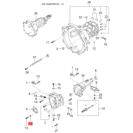 Пистон (клипса) обивки салона 0K029-51R11B Mobis - 0K02951R11B - схема с каталога 15, USAKFM002A 0K02951R11B