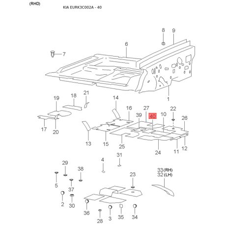 Ручка дверей, внутрішнє обладнання ліва 82610-38000GJ Mobis - 8261038000GJ - схема з каталогу 40, EURK3C002A 8261038000GJ