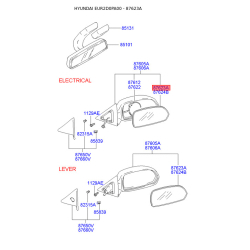 Дзеркальний елемент зовнішнього дзеркала задній лівий 87611-2D220 Mobis
