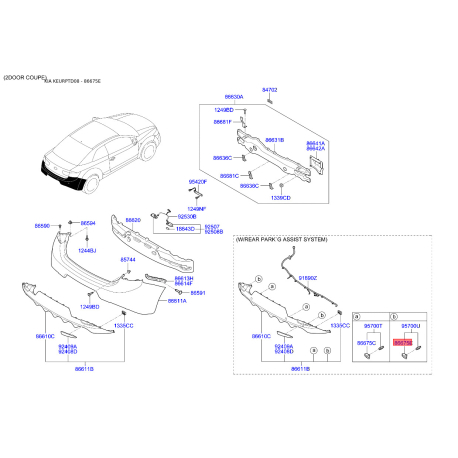 Система помощи при парковке 86675-1M110 Mobis - 866751M110 - схема с каталога 86675E, KEURPTD08 866751M110