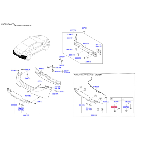 Датчик, система помощи при парковке 86675-1M100 Mobis - 866751M100 - схема с каталога 86675C, KEURPTD08 866751M100