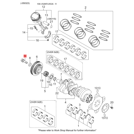 Заглушка верхньої опори передньої пружини M1011-34019 Mobis - M101134019 - схема з каталогу 9, USAKFL002A M101134019