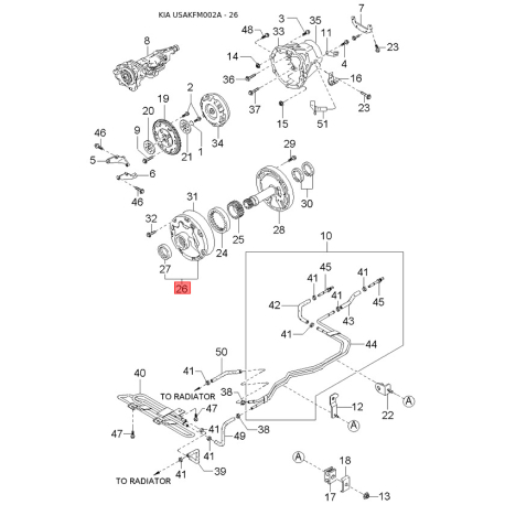 Каркас сиденья с отделкой правый 0K020-57530B Mobis - 0K02057530B - схема с каталога 26, USAKFM002A 0K02057530B