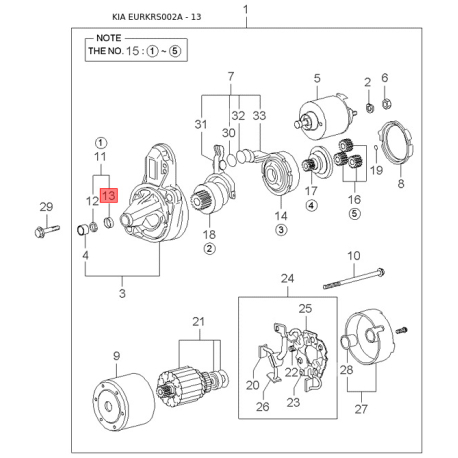 Болт бампера K9CS6-00520 Mobis - K9CS600520 - схема с каталога 13, EURKRS002A K9CS600520