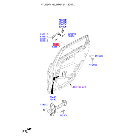 Крышка, ручка двери левая 82653-F2000 Mobis - 82653F2000 - схема с каталога 82671, HEURPG424 82653F2000
