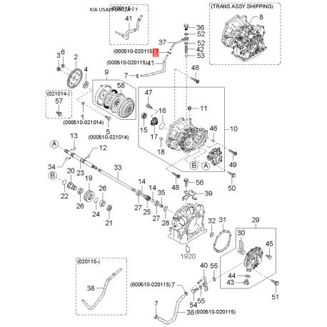 Проводка (жгут, коса) аккумулятора 37200-FD021 Mobis - 37200FD021 - схема с каталога 7, USAKFD002A 37200FD021