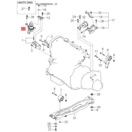 Крепления подкрылка и брызговика K9GG6-00625B Mobis - K9GG600625B - схема с каталога 15, EURKRS002A K9GG600625B