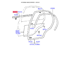 Уплотнитель (прокладка), боковое стекло левый 83210-22000 Mobis