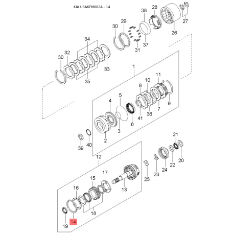 Резонатор системы впуска 0K01C-1320XD Mobis - 0K01C1320XD - схема с каталога 14, USAKFM002A 0K01C1320XD