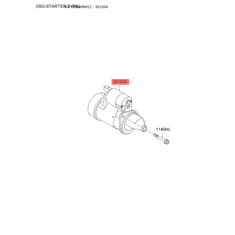 Стартер 36100-2B100 Mobis - 361002B100 - схема с каталога 36100A, KKMAPAM12 361002B100