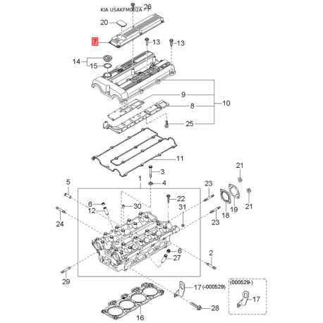 Лючок бензобака 0K019-42410B Mobis - 0K01942410B - схема з каталогу 7, USAKFM002A 0K01942410B