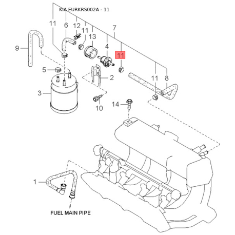 Крышка (корпус или кронштейн) отопителя 0K2C0-61J30 Mobis - 0K2C061J30 - схема с каталога 11, EURKRS002A 0K2C061J30