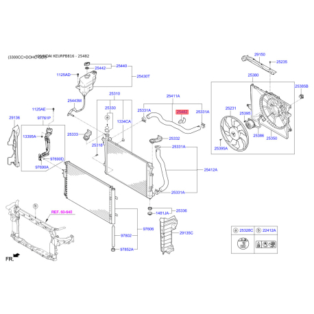 Хомут системи охолодження 25481-2W500 Mobis - 254812W500 - схема з каталогу 25482, KEURPB816 254812W500