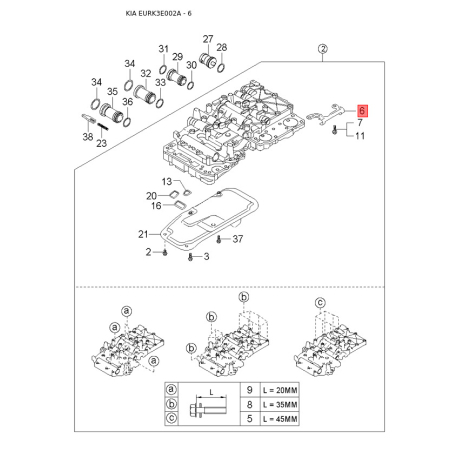 Манжета (сальник) клапана 22225-38000 Mobis - 2222538000 - схема з каталогу 6, EURK3E002A 2222538000