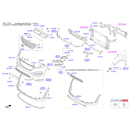 Датчик, система допомоги при паркуванні 96891-D3000CA Mobis - 96891D3000CA - схема з каталогу 95700U, HEURPD716 96891D3000CA